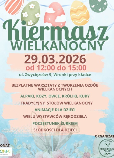 Kiermasz wielkanocny 2026, Wronki, rękodzieło, dzieci